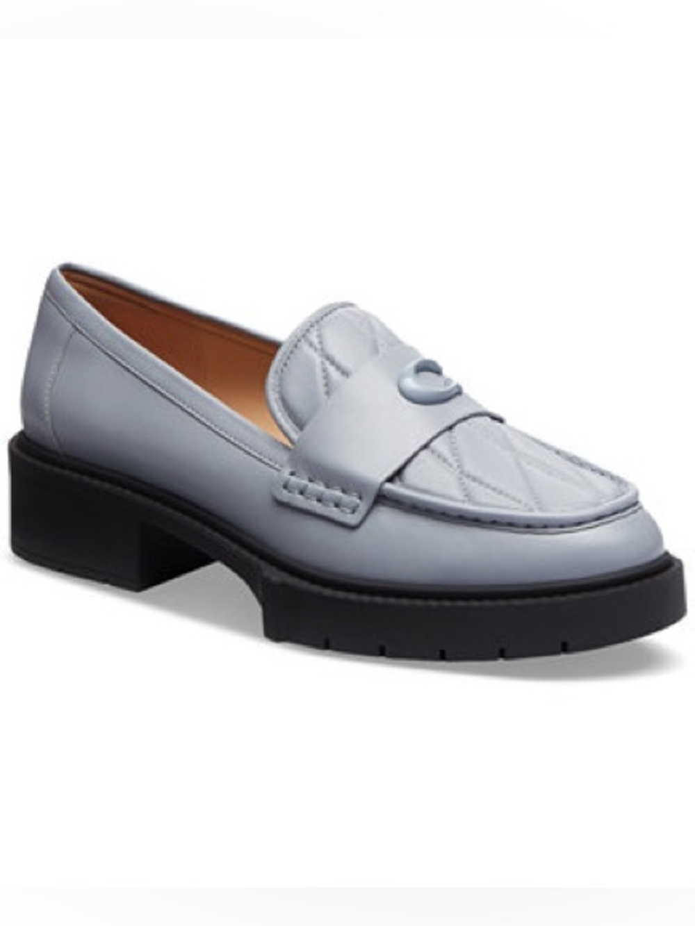 COACH Sculpted C Loafers Gray Leather Slip On Size 6